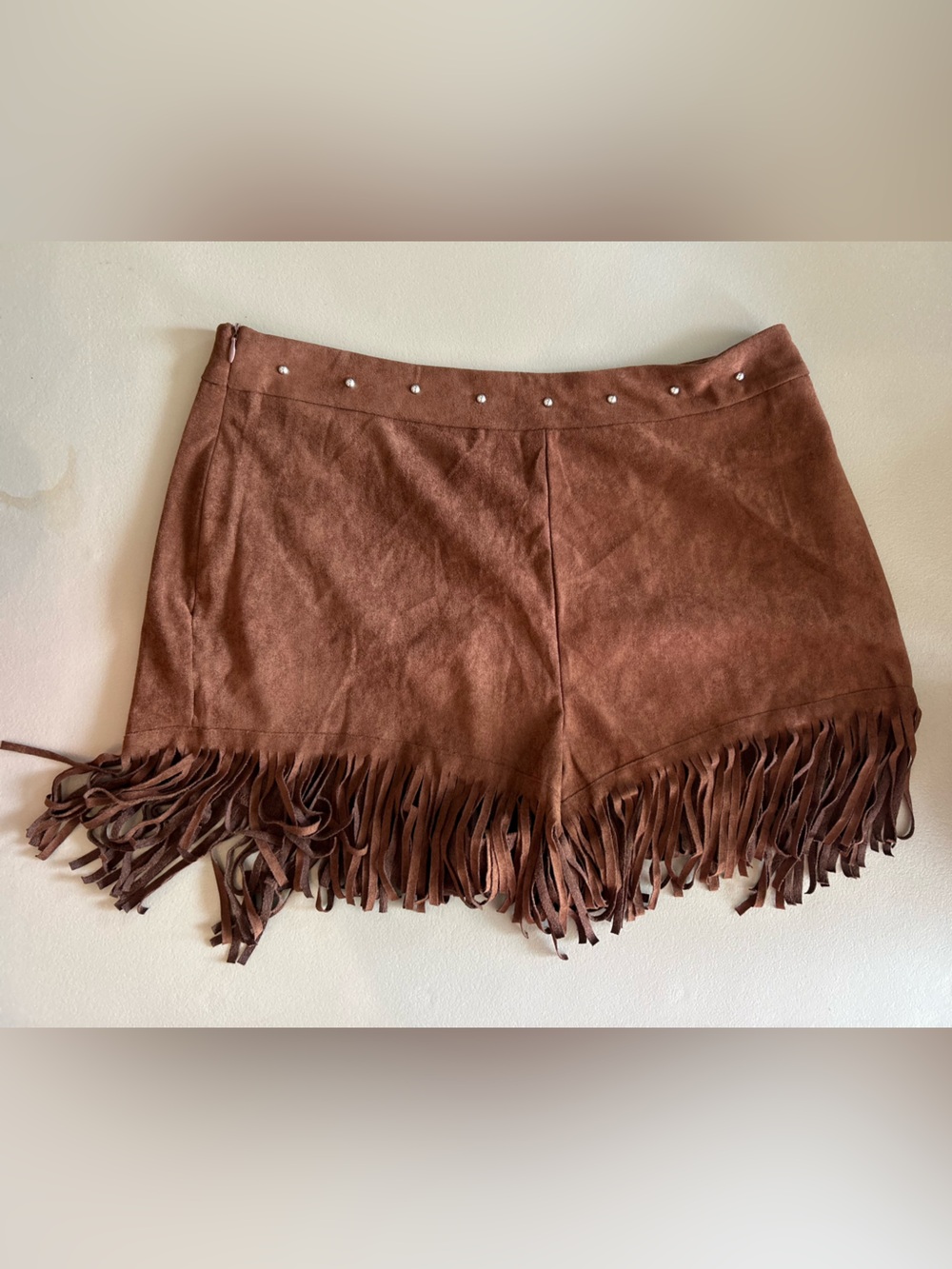 Shein chocolate brown shorts with fringe,  size XL